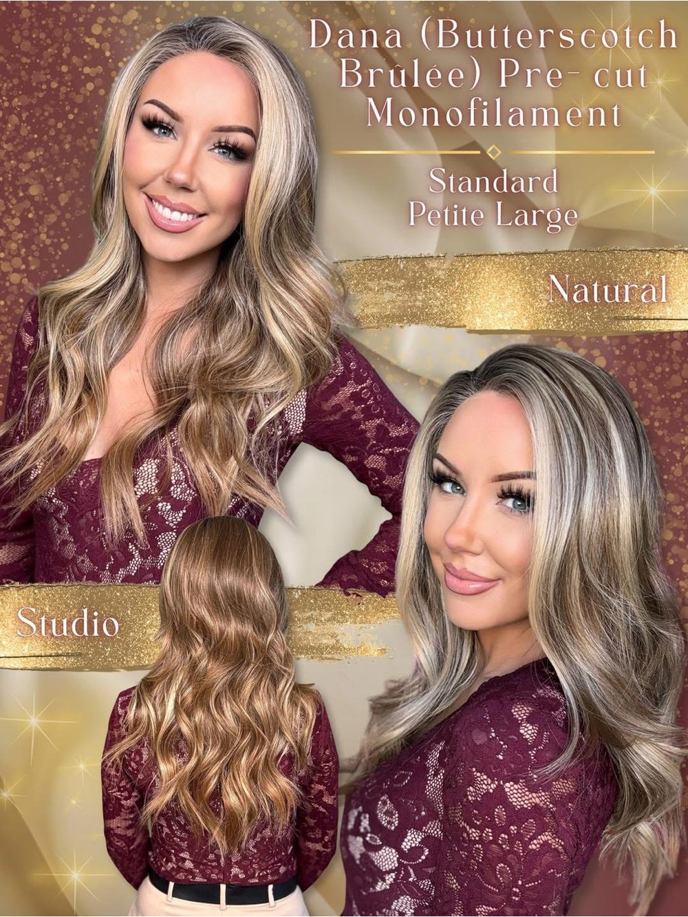 Chelsey Smith Crowns Dana (Butterscotch Brûlée) Pre-Cut Monofilament Wig